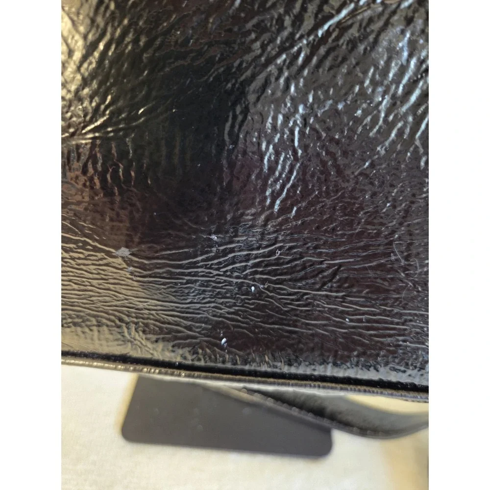 Marc by Marc Jacobs Black Patent Leather Turnlock Satchel Bag Shoulder Strap...